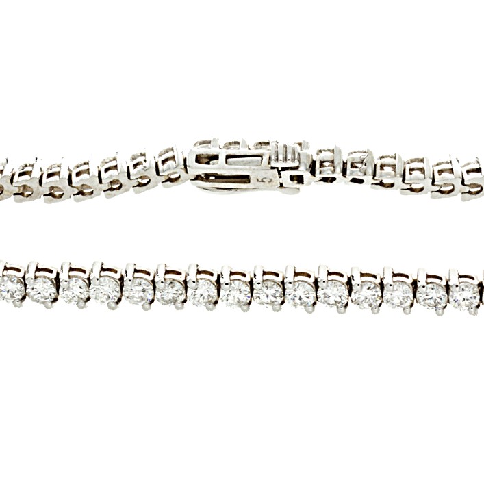 Round Brilliant Cut Diamond Tennis Bracelet - Two Prong